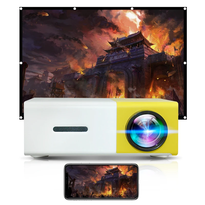 

Portable Video Projector Children Teaching School Home For Smart Touch Keys Micro Projection Android WiFi LED, Blue yellow black