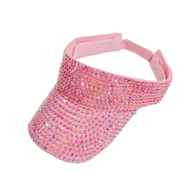 

Summer Outdoor Rhinestone Big Brim Empty Top sun visor hat for Ladies