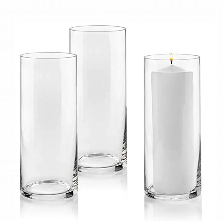Cheap Clear Glass Cylinder Candle Holder Home Decoration Recycled Glass
