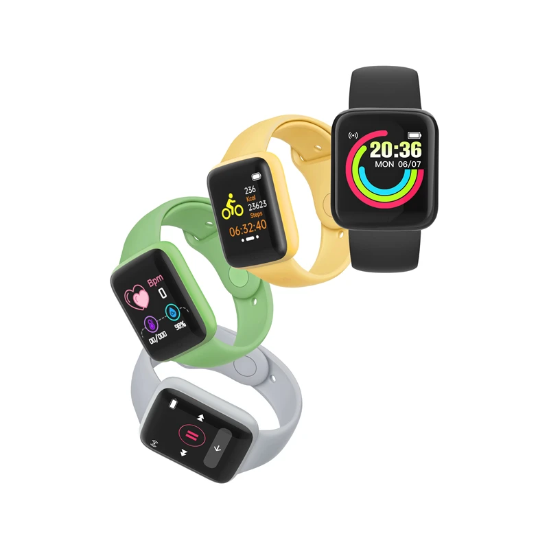 

2021 Cheap Smartwatch Y68 reloj inteligente Bracelet D20 Y68S Sport Tracker Fitness Monitor Fitness Wristband D20S Smart Watch, White black sliver pink