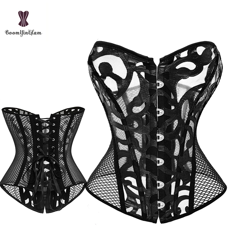 

Perspective Corselet Wholesale Leather Mesh Bustier Corset Top Waist Trainer Corsets And Bustiers Sexy Women To Wear Out, White,black