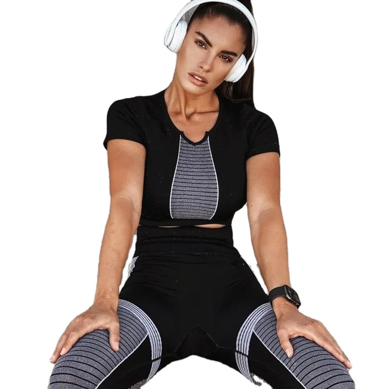 

Organic yoga clothing Woman sport leggings Sudaderas deportivas mujer Gym crop top Gym fitness sets Apparel Shein clothes Label, Customized colors