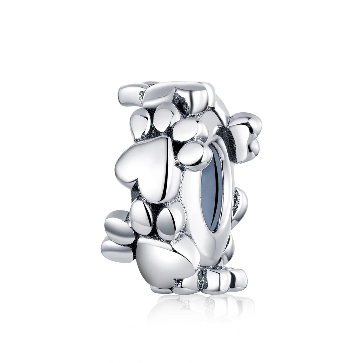 

BAMOER Footprint Charm 925 Sterling Silver Dog Paw Charm Stopper with Silicone Charms for Original Bracelet DIY Jewelry SCC1504