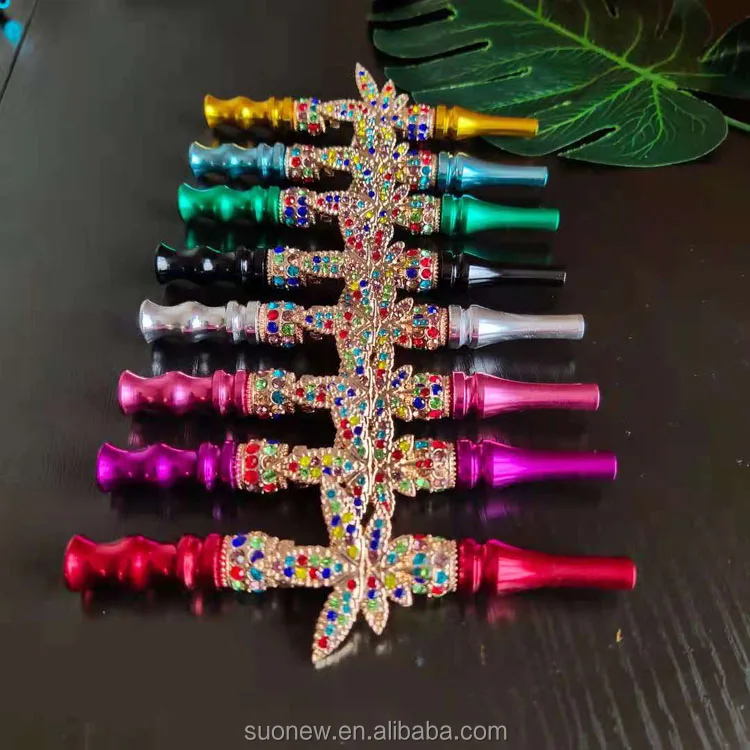 

2021 New Arrived Diamond Hookah Accessories Moupice Tips Weed Pipe Leaf Style blunt holders Smoking Holders