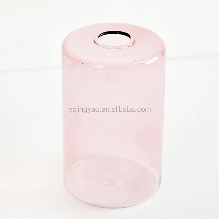 

Hand Blown Tinted Cylinder Glass Flower Vase for Propagating Hydroponic Plants Home Garde Wedding Decoration, Pink/grey/amber