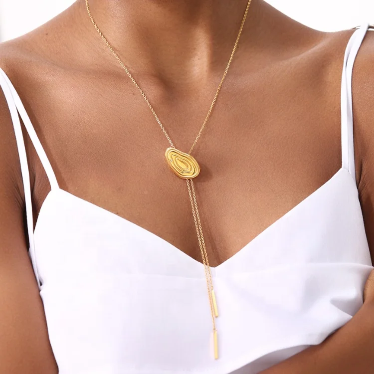 Fashion Years Choker Necklace for Women Gold Color Stainless Steel Long Chain Adjustable Necklaces Pendants Wholesale 3015