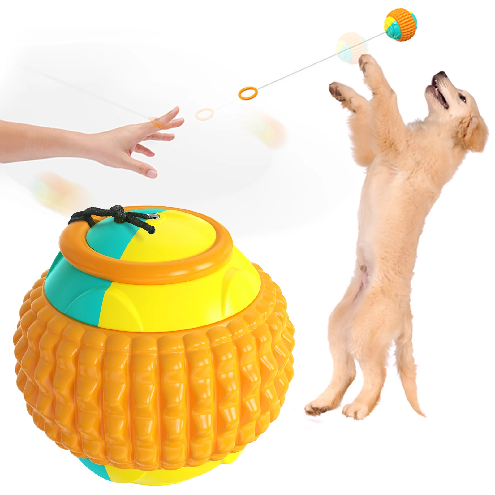 

Hot Dog Tennis Transmitter Throwing Chew Ball Toy Pet Snack Reward Training Dogs Ball, Orange,blue