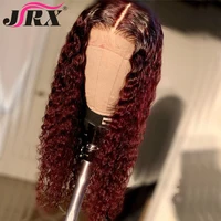 

99J 13x6 Lace Front wig Human Hair Burgundy Colored Human Hair Curly Wigs free Part Brazilian Lace Remy Wig for women