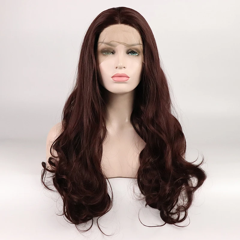 

Wholesale Dark Brown Silky Straight Synthetic Ombre Front Lace Wig with Baby Hair