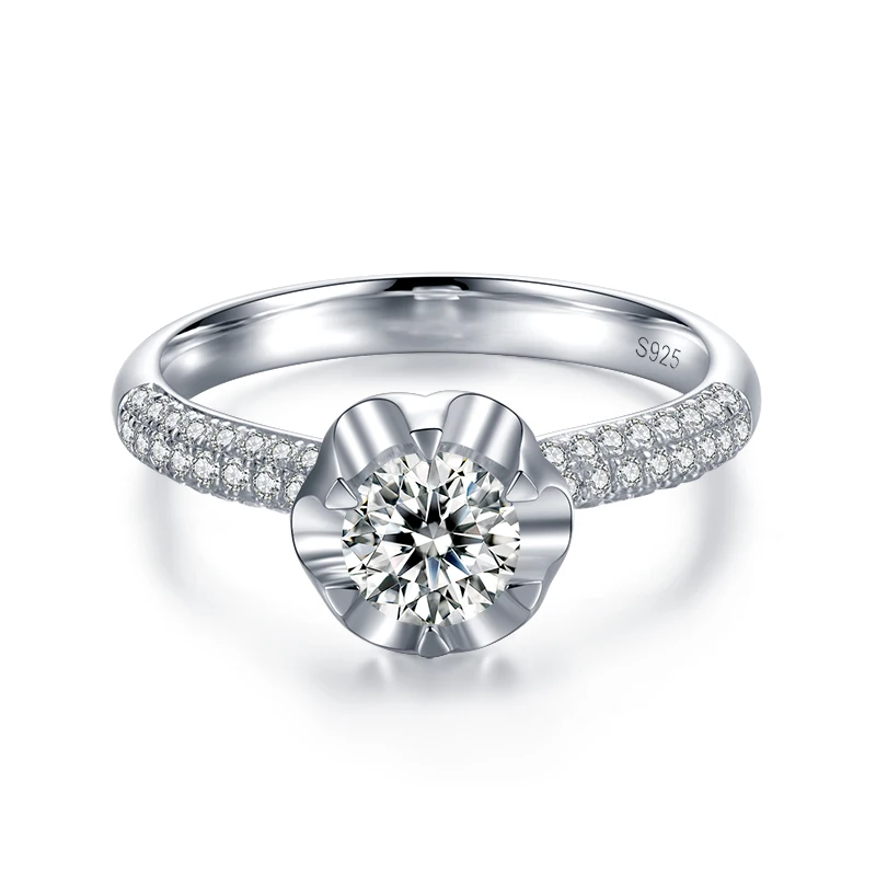 

Romantic Flower Shape Engagement Ring for Women Silver Jewelry 925 Sterling Ring