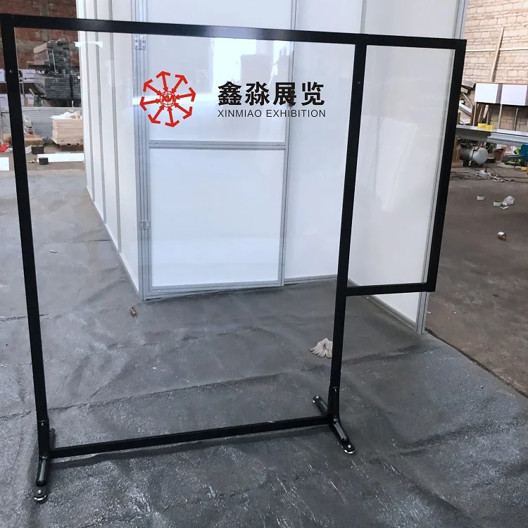 

Office aluminum wall partition plexiglass Acrylic room divider,glass partition sneeze guard shield customized, Black