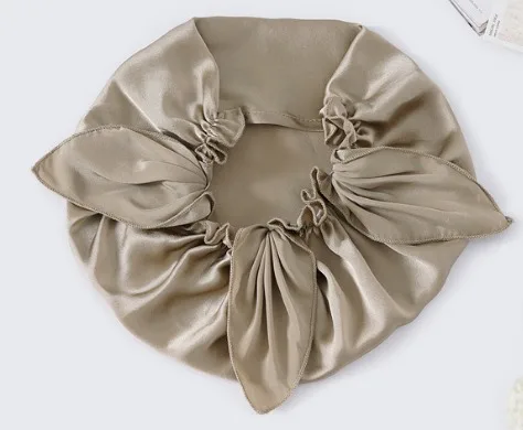 

Custom Eco -friendly 100% Mulberry Silk Turban Sleep Cap Bonnet Silk Hair Wrap for Sleeping