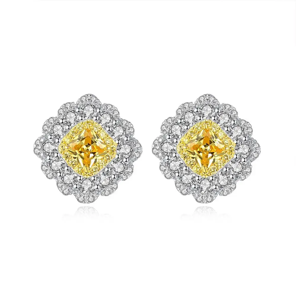 

CZCITY High Quality Flower Stud Earrings for Women Romantic Jewelry Gemstone Earring