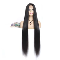 

40 Inch 100% Virgin Cuticle Aligned Human Hair Silky Straight Glueless Braided Transparent HD Full Lace Human Hair Wig