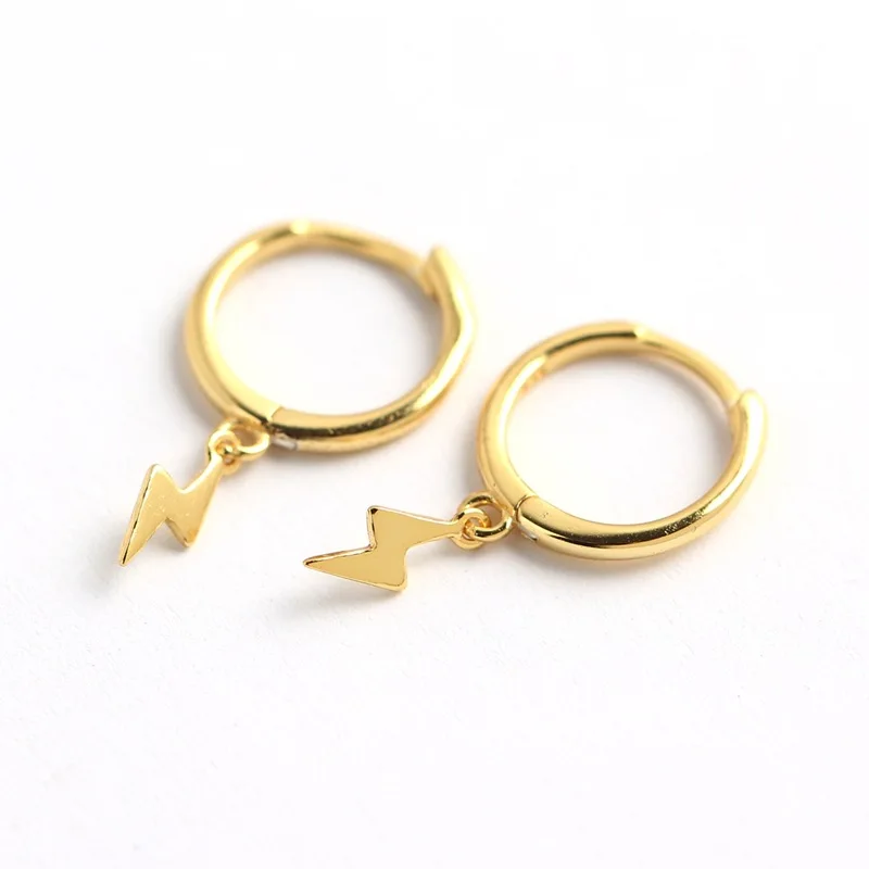 

2020 new high quality fashion minimalist 925 sterling silver lightning hoop earrings for women
