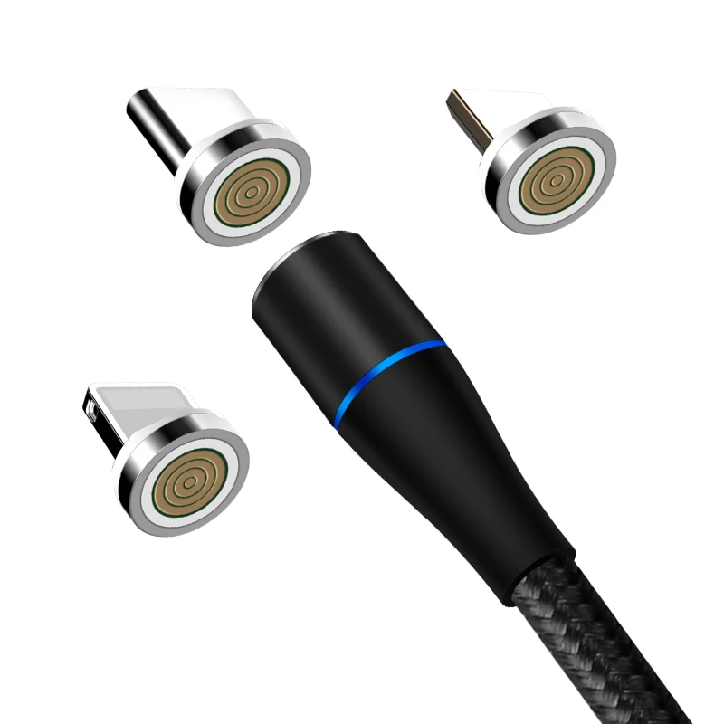 Amazon Hot sale 3A fast charging Current nylon Fabric type C 3 in 1 Magnetic USB Cable for iPhone for xiaomi