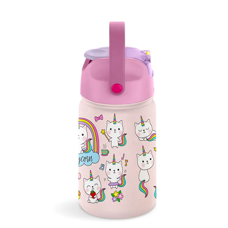 

2021 trends cute unicorn pattern stainless steel kids water bottle and easy washing lid