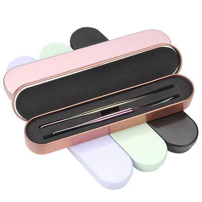 

Premium Tinplate Lash Tweezer Box Saver Multicolor Eyelash Extension Tweezer Protection Case Double Groove Tweezer Storage Case, 5 colors