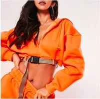 

2019 Ladies Crop Hoodie Women Pull Over Plain Casual Short Hooded Sweat Shirt Top