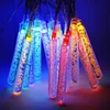 color changing rainproof bubble column lights string 15.7ft solar operated led ice cone string lights