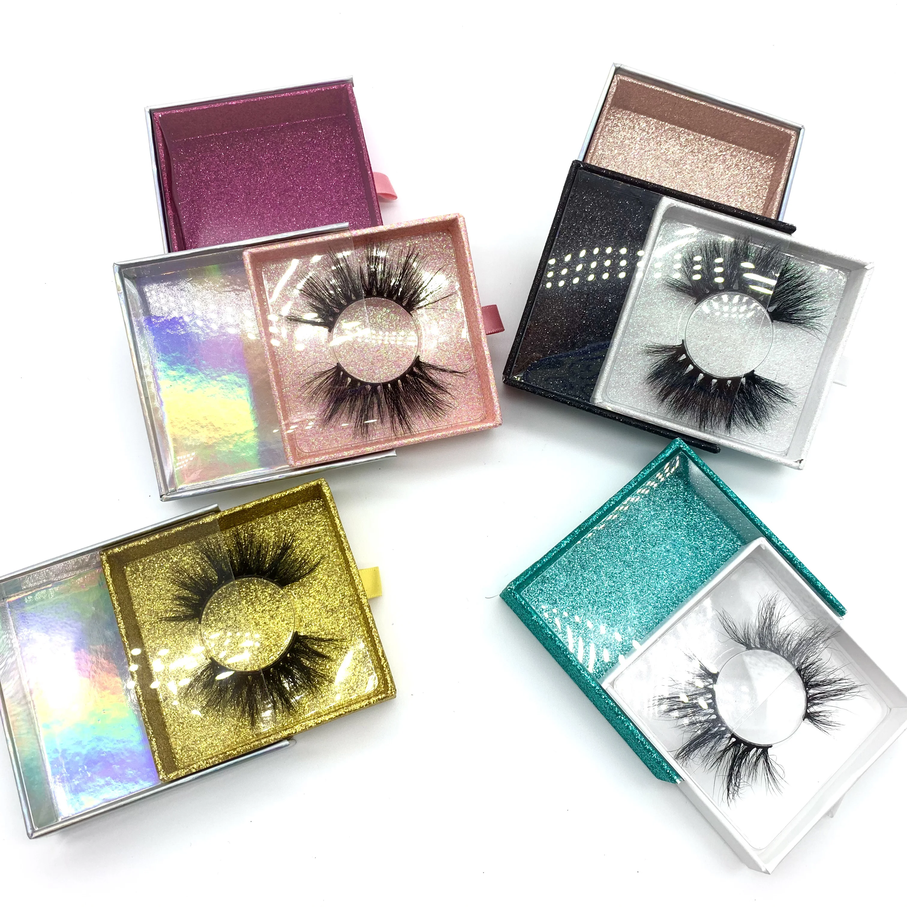 

16-18mm mink fluffy eyelash vegan cruelty free with custom packaging box, Black