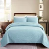 Home Goods Solid Color Cotton Fabric Embroidered Quilt Bedspread