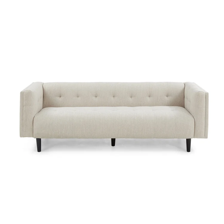 

Free shipping within the U.S. Mid-Century Modern Fabric Upholstered Tufted 3 Seater Sofa, Light gray
