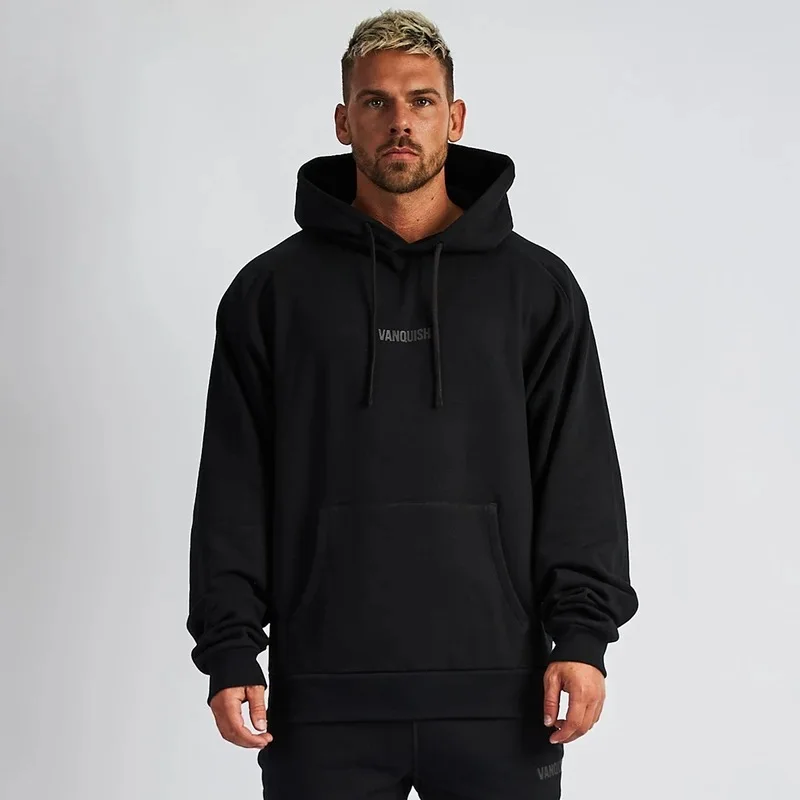 

Winter fitness leisure sports coat pullover Long Sleeve men's sweater cardigan oversized hoodie, Black