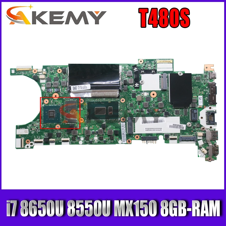 

For Thinkpad T480S laptop motherboard NM-B471 with CPU i7 8650U 8550U MX150 GPU 8GB-RAM tested 100% working Mainboard