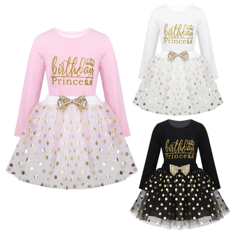 

Hot Sale Girls Fancy Sequin Polka Dots Birthday Outfit Racer-Back Shirt with Mesh Tutu Skirt Set