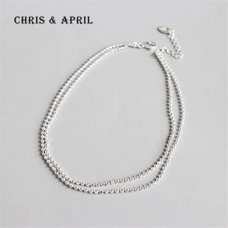 

925 Sterling silver double bead chain anklets