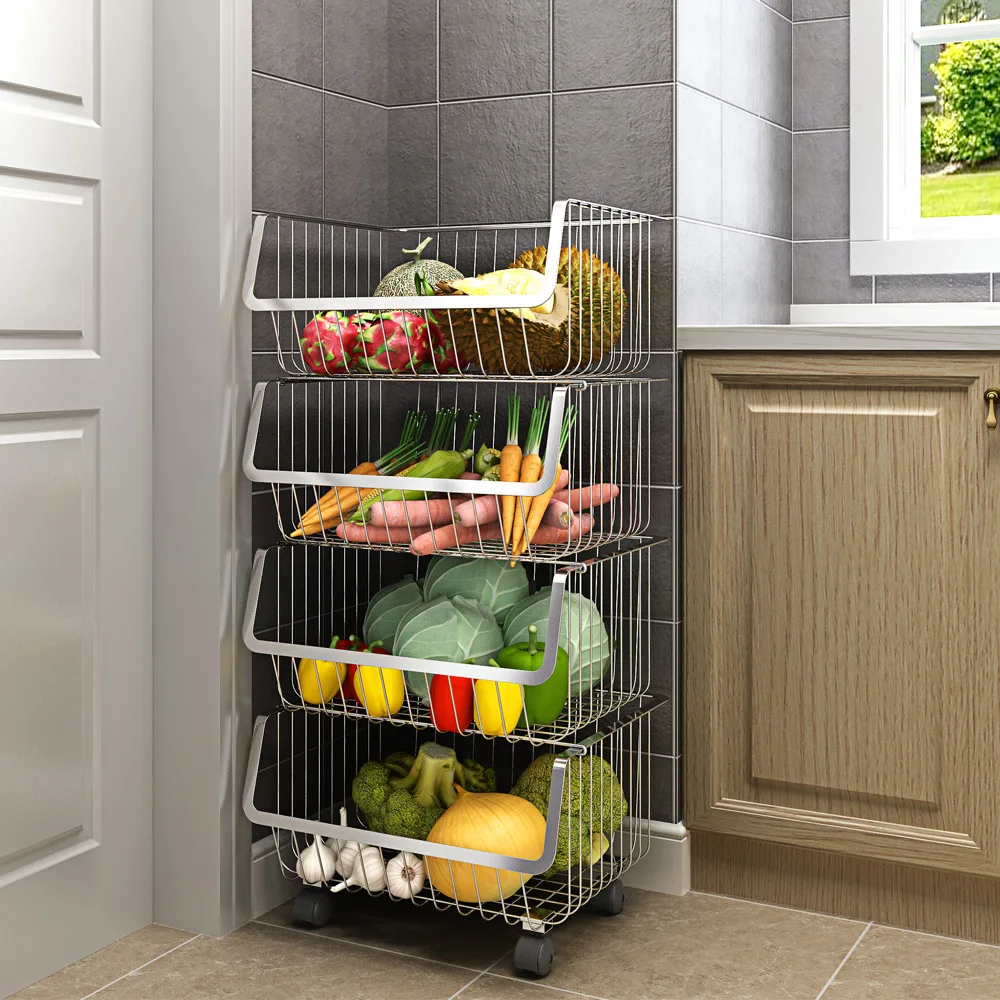 Stackable Plastic Vegetable Fruit Food  Kitchen Storage Basket