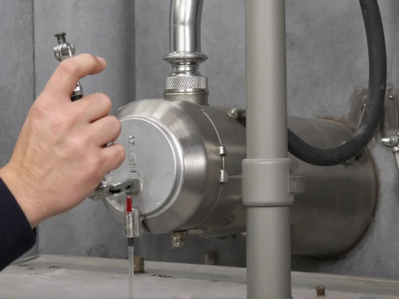 Close-up of dispenser pump mechanism installation process