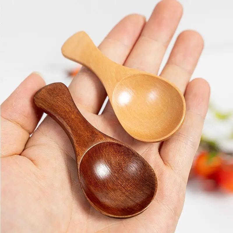 

Mini Short Handle Wooden Tea Spoon Small Round Spoon Kitchen Sugar Salt Seasoning Spoons