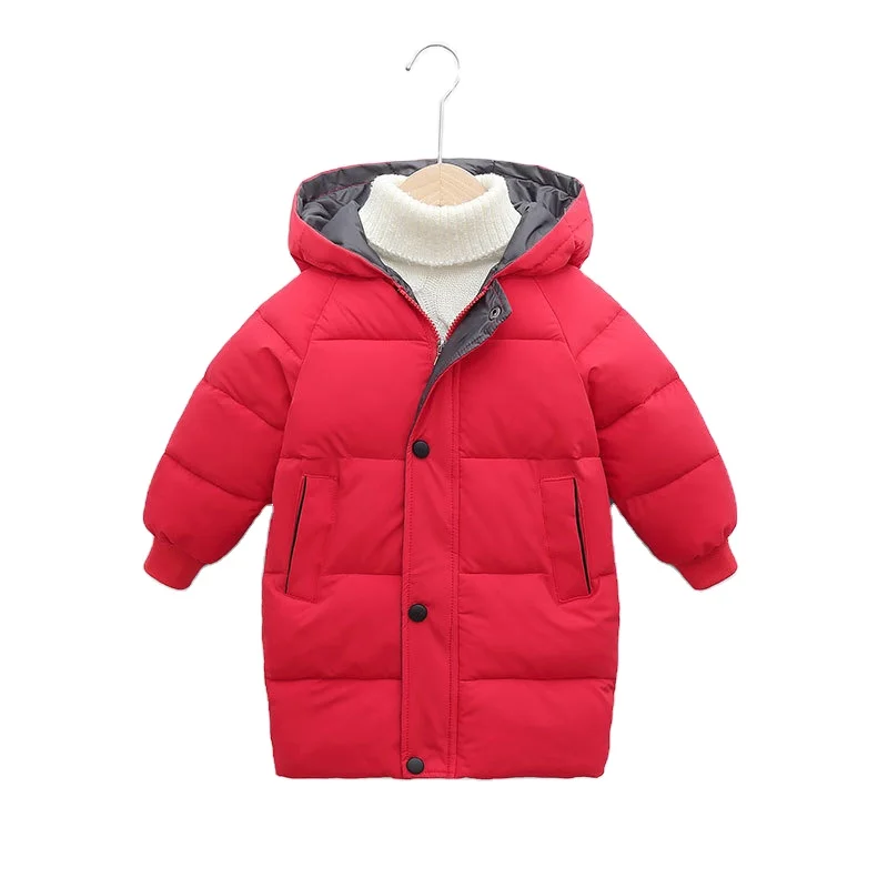 

Boys and Girls Autumn and Winter Children's Cotton Down Jacket with Hood Thick Cotton Jacket Mid-length Jacket