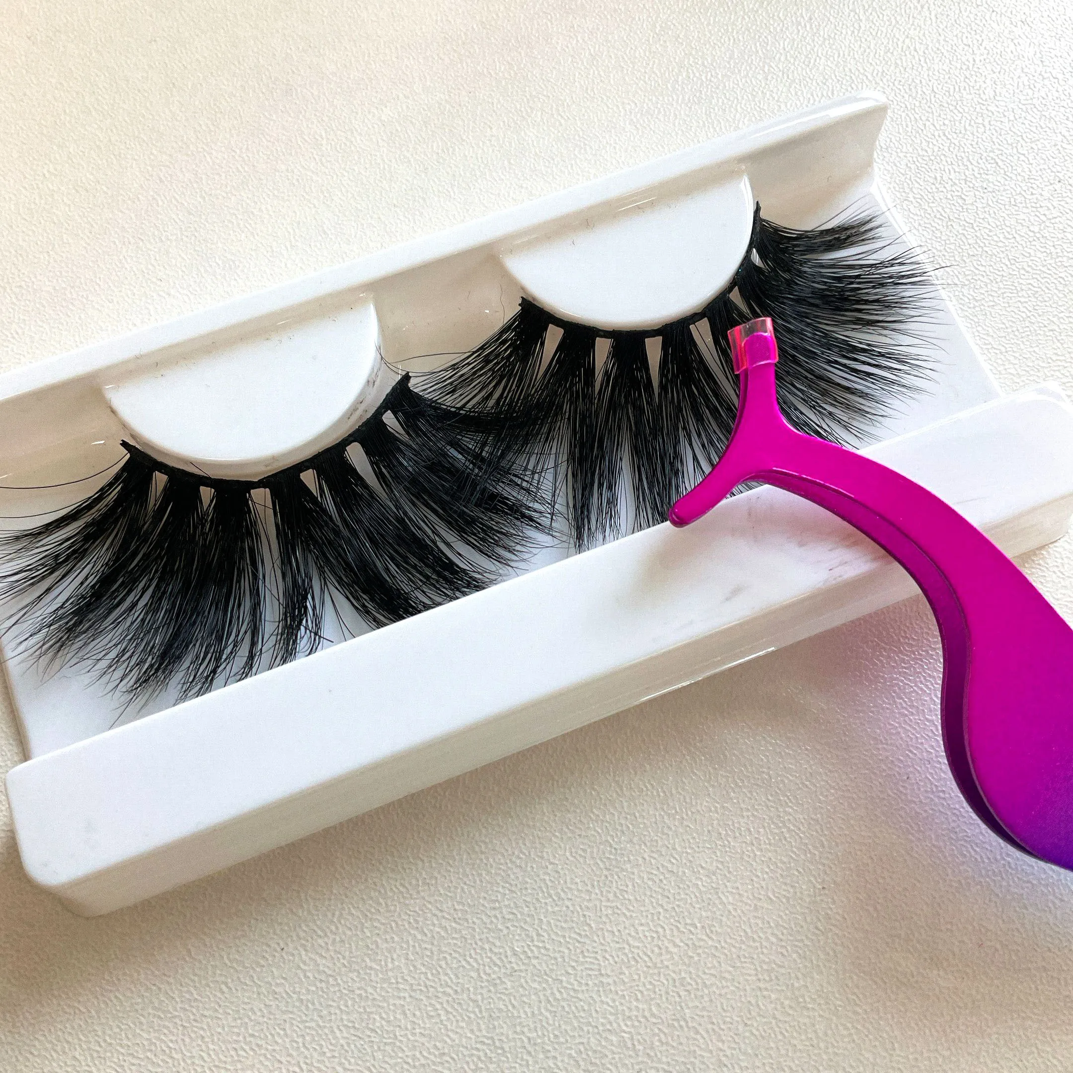 

3d faux mink eyelashes vendor wholesale bottom mink lashes 25mm dramatic private label eyelashes, Black