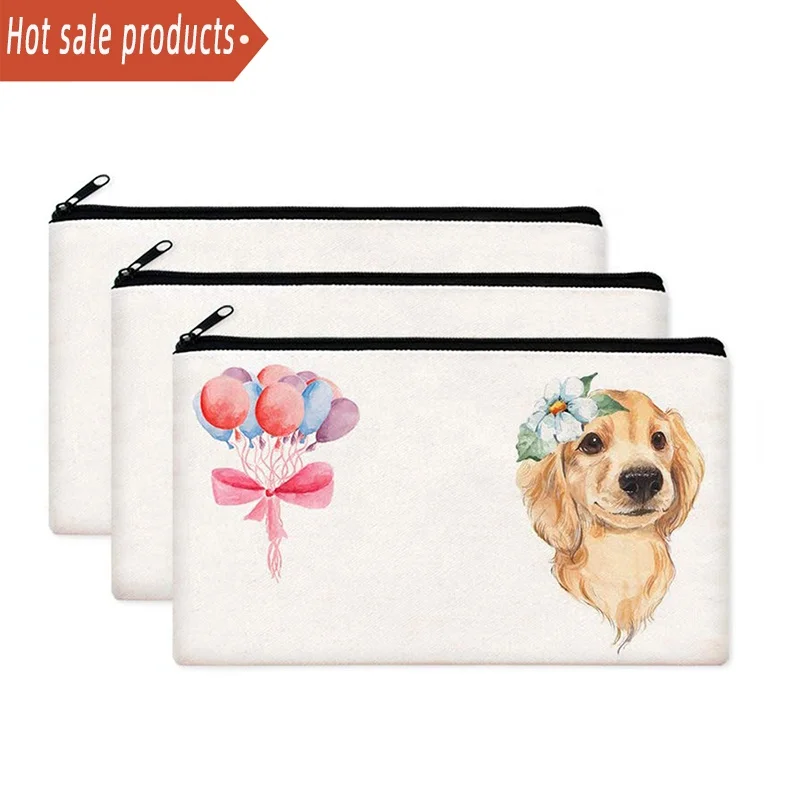 

Custom Printed Eco Friendly Sublimation Blank Organic Cotton Canvas Cosmetic Makeup Pouch Bag With Zipper, Customized color