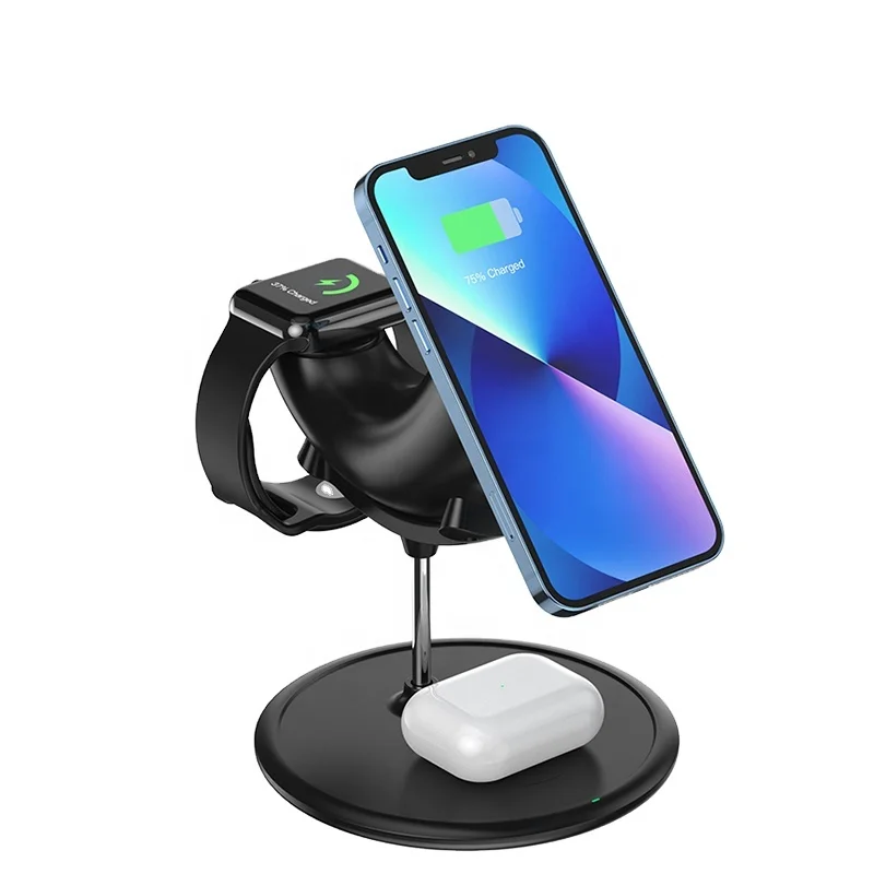 

Kingyou Wireless Charger Stand For IPhone 13 12 11 XR 8 Apple Watch 3 In 1 Qi Fast Charging Dock Station for Airpods Pro IWatch
