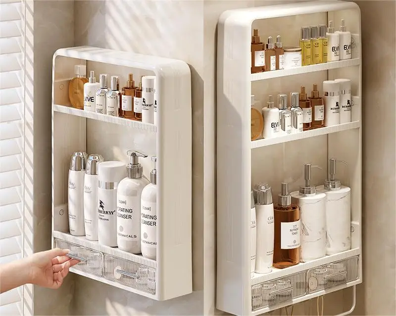 Storage Containers Skincare Shampoo Shower Organizer Bathroom Storage Shelves Wall