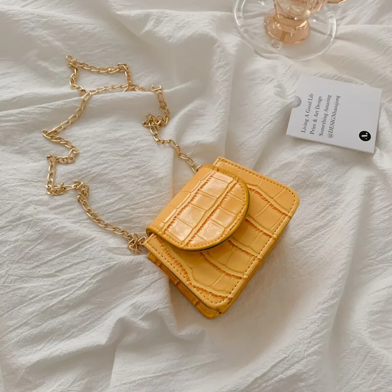 

2021 Fall/Winter Square Flip Bag PU Leather Women's Handbag Crocodile Pattern Chain Crossbody Bag, Coloful