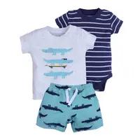 

Wholesale fashion 3 piece baby infant clothing set 100% cotton baby set clothing