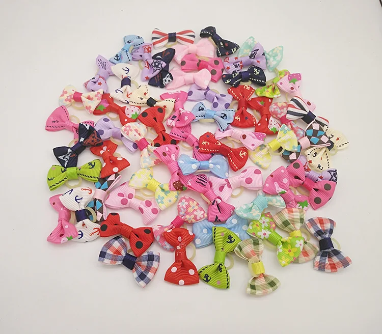 

2021 Wholesale Pet Accessories Pet Small Dog Hair Bows Rubber Bands Puppy Cat Grooming Accessories