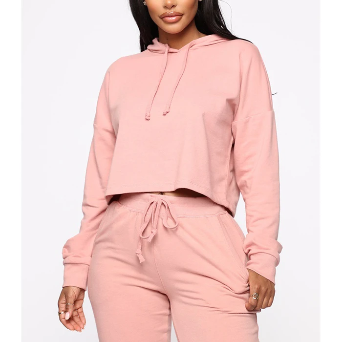 

Women Two Piece set Clothing Crop Sports Hoodies cotton sweatshirt Sweatpants Joggers Pants Custom Tracksuits sets For Womens