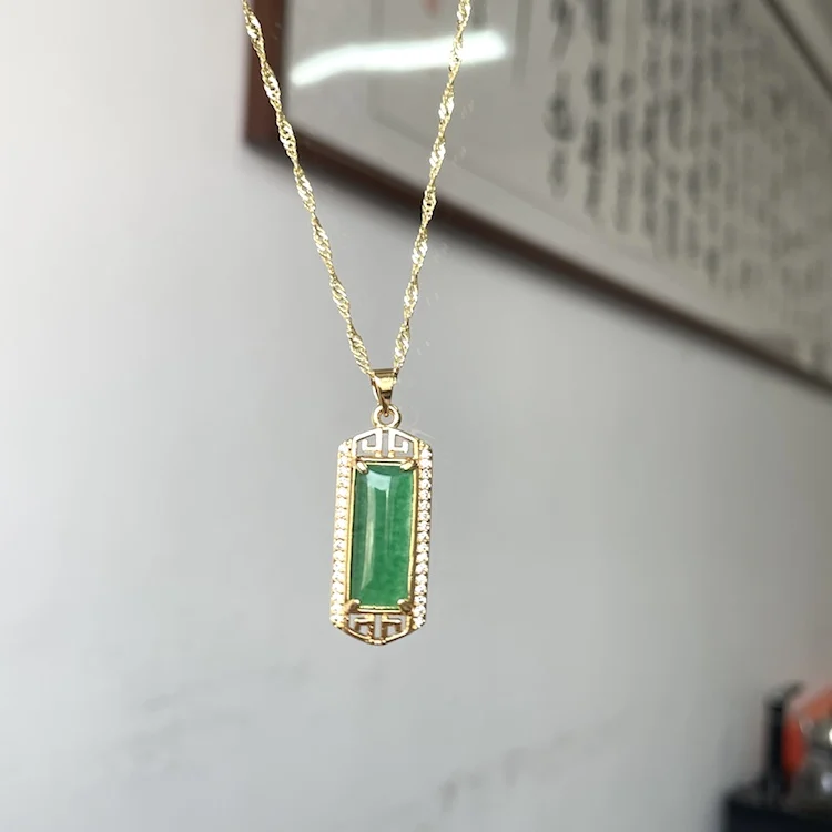 

jade green necklace jade necklace 18k gold jade pendant with diamond around for women lucky charms jewelry