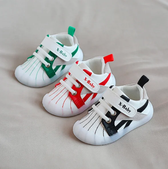 

2020 new designs color leather upper soft jelly sole newborn baby toddler first walk prewalk casual baby sneaker shoes