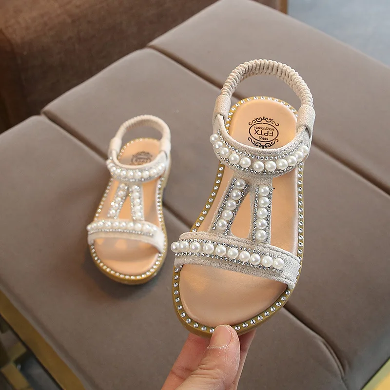 

2021 summer new Korean version of the girl's pearl princess sandals, As pictures
