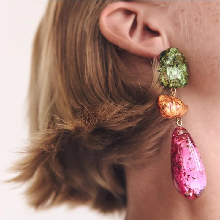 

Wholesale High-Quality multicolour acrylic Resin Drop Earrings Statement Hot Selling Metal golden Fashion Jewelry Accessories Fo