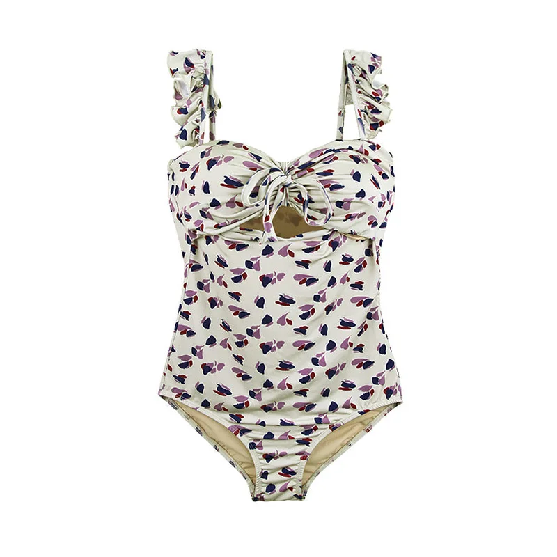 

2021 new retro floral one-piece swimsuit women bikini slim swimsuit hot spring vacation swimwear