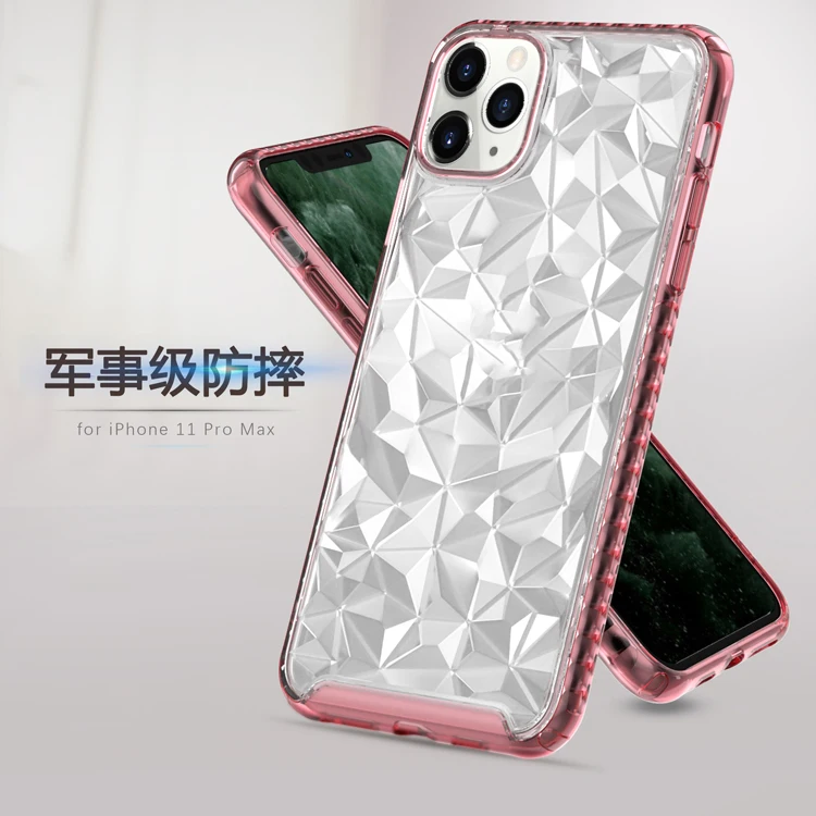

Factory wholesale colorful diamond grain shockproof tpu pc hybrid transparent anti-fall phone cover case for redmi note 7 pro