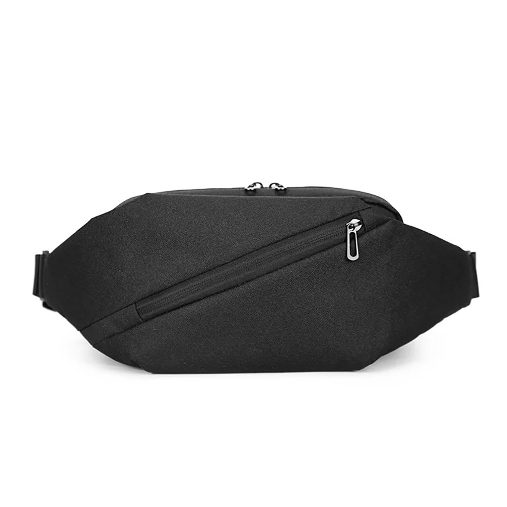 Cheap Unisex Soft Casual Mini Belt Bag with Zipper Closure Adjustable Strap for Workout Running Traveling Hiking Black